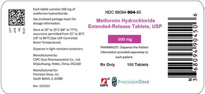 PRINCIPAL DISPLAY PANEL - 500 mg Tablet Bottle Label - metformin 02