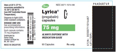 PRINCIPAL DISPLAY PANEL - 75 mg Capsule Bottle Label - lyrica 21