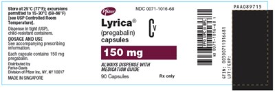 PRINCIPAL DISPLAY PANEL - 150 mg Capsule Bottle Label - lyrica 27