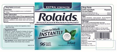rolaids-extra-strength-tablets-mint-02.jpg PRINCIPAL DISPLAY PANELEXTRA STRENGTH ANTACIDRolaids®Rapid Relief of:HeartburnAcid Indigestion96 Chewable TabletsMint - rolaids extra strength tablets mint 02