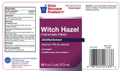 Principal Display Panelndc 46122-335-43witch Hazel(hamamelis Water)distilled Extractalcohol 14% By Volume16 Fl Oz (1 Pt) 473 mL (Gnp Witch Hazel 01)