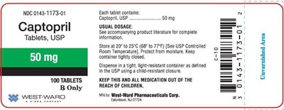 NDC 0143-1173-01 Captopril Tablets, USP 50 mg 100 Tablets Rx Only - captopril tablets 5