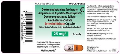 mixed-salts-of-a-single-entity-amphetamine-product-6.jpg PRINCIPAL DISPLAY PANEL - 25 mg Capsule Bottle Label - mixed salts of a single entity amphetamine product 6