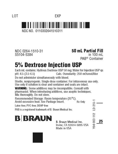 S5104-5384 Container Label 50 mL Partial Fill (Dextrose Injection Usp In Pab 7)