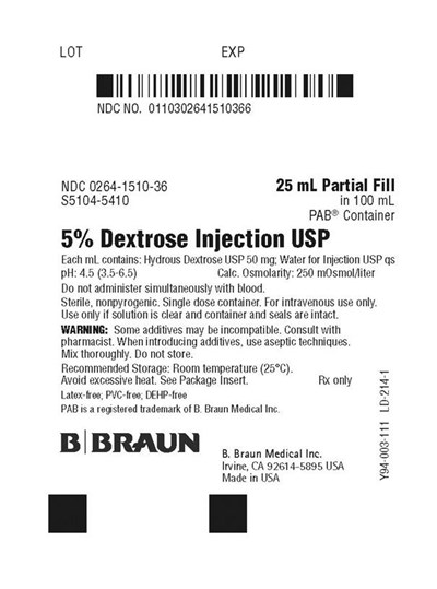 S5104-5410 Container Label 25 mL Partial Fill (Dextrose Injection Usp In Pab 8)