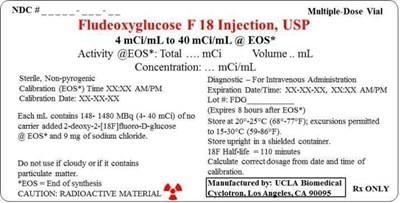 image of carton container label - fludeoxyglucose F 18