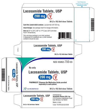 lacosamide-fig10.jpg PACKAGE LABEL-PRINCIPAL DISPLAY PANEL - 200 mg (3 x 10) Unit-dose Tablets - lacosamide fig10