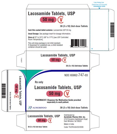 lacosamide-fig4.jpg PACKAGE LABEL-PRINCIPAL DISPLAY PANEL - 50 mg (3 x 10) Unit-dose Tablets - lacosamide fig4