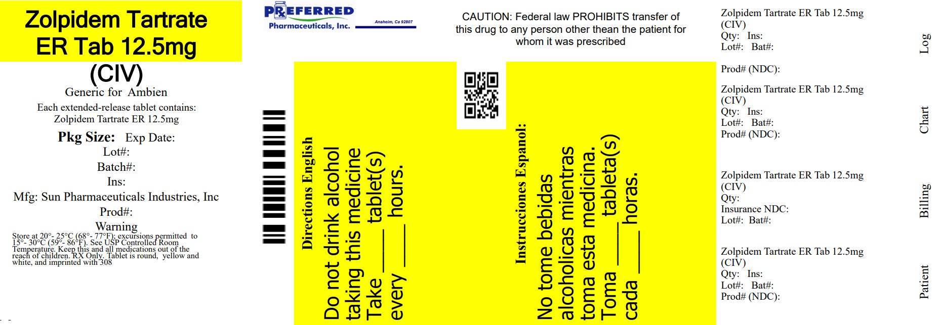 FDA Label for Zolpidem Tartrate Tablet, Film Coated, Extended Release