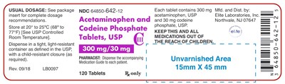 Acetaminophen And Codeine 300mg/30mg Tablet Label (Apap Codeine 300mg 30mg 120ct Tabs)