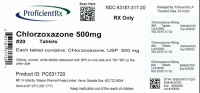 63187-317-20 (Chlorzoxazone Tabs New Ndc 3968 2)