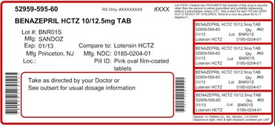 Benazepril Hctz 5 mg 6.25 mg X 100 Tablets (Label)