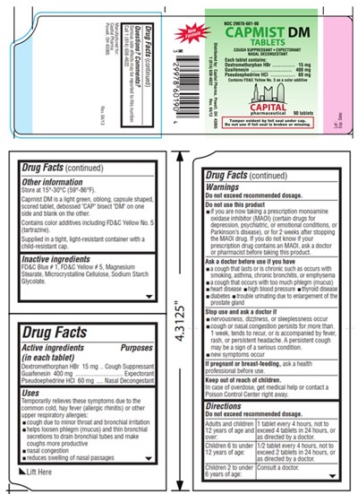 capmist-dm-tablets-01.jpg PRINCIPAL DISPLAY PANELNDC 29978-601-90CAPMIST DM TabletsCough Suppressant ● ExpectorantNasal Decongestant90 tablets - capmist dm tablets 01