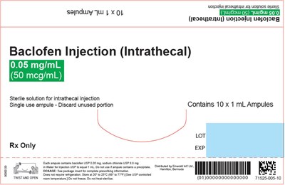 baclofen-04.jpg PRINCIPAL DISPLAY PANEL - 0.05 mg/mL Ampule Label - baclofen 04