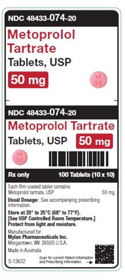 Metoprolol Tartrate Tablets, Usp 50 mg Unit Carton Label (Image 03)