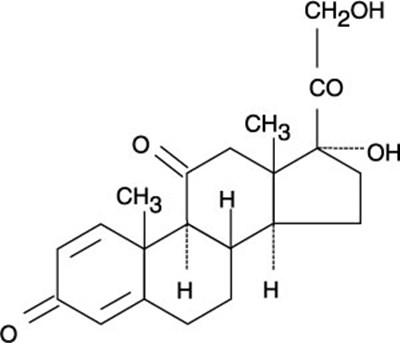 This is an image of the structural formula of prednisone - prednisone01