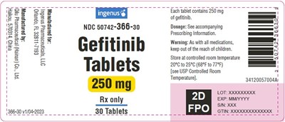 Gefitinib Tablets 250mg (30 tablets count bottle label)