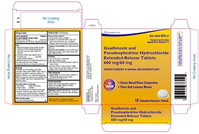 guaif-pseu-600-60-fig1.jpg PACKAGE LABEL-PRINCIPAL DISPLAY PANEL - 600 mg/60 mg (18 Tablet Carton Label) - guaif pseu 600 60 fig1