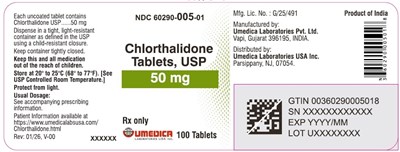 "image Description" (Chlorthalidone Tabs 50 mg 100s Bottle Label)