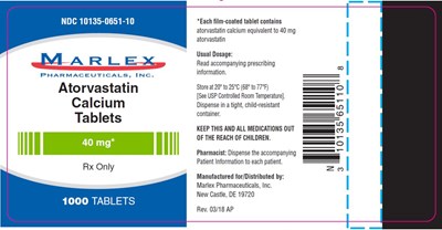 atorvastatin-tablet-10.jpg PRINCIPAL DISPLAY PANELNDC 10135-0651-10Atorvastatin Calcium Tablets40 mg1000 TABLETSRx Only - atorvastatin tablet 10