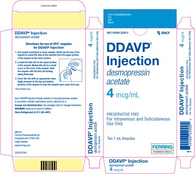 ddavp-03.jpg PRINCIPAL DISPLAY PANEL - Ten 1 mL Ampule Carton - ddavp 03