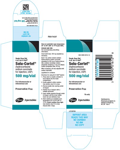 PRINCIPAL DISPLAY PANEL - 500 mg Single-Dose Vial Carton - solu cortef 11