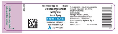 dihydroergotamine-mesylate-nasal-spray-container-label.jpg Dihydroergotamine Mesylate Nasal Spray - NDC 72888096-18 - Container Label - dihydroergotamine mesylate nasal spray container label