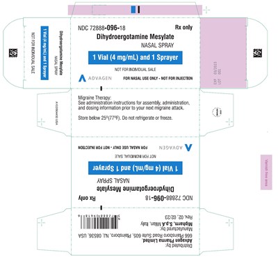 dihydroergotamine-mesylate-nasal-spray-single-carton-label.jpg Dihydroergotamine Mesylate Nasal Spray - NDC 72888096-18 - Single Carton Label - dihydroergotamine mesylate nasal spray single carton label