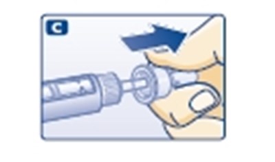 C (Pulling off the big outer needle cap)