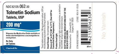 "image Description" (Tolmetin Sodium Tabs 200mg Bottle Label)