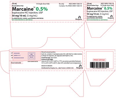 Carton NDC 0409-1582-10 - marcaine 09