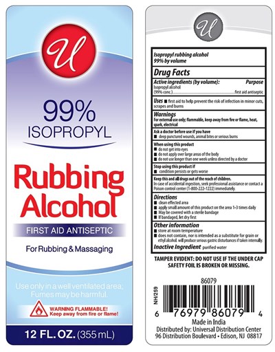label - isopropyl rubbing alcohol 99