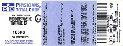 Phendimetrazine Tartrate ER Capsuels label - 3071