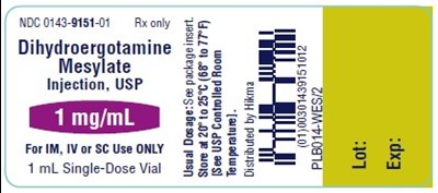 Dhe Vial Label (Dihydroergotamine Mesylate Injection Usp Vial 2)