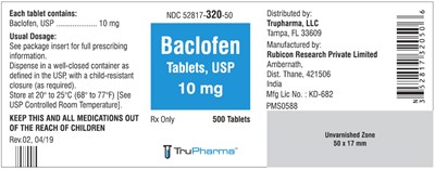 baclofen tab usp 10mg 500s