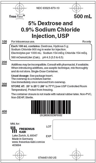Package Label (PRINCIPAL DISPLAY – Dextrose and Sodium Chloride 500 mL Bag Label)