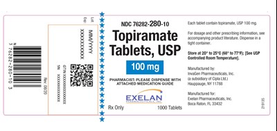 topiramate-fig5-inv.jpg PACKAGE LABEL-PRINCIPAL DISPLAY PANEL - 100 mg (60 Tablets Bottle) - topiramate fig5 inv