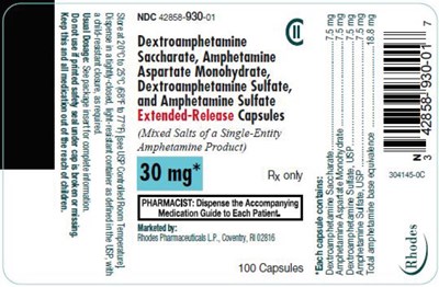 amphetamine-07.jpg PRINCIPAL DISPLAY PANEL - 30 mg Capsule Bottle Label - amphetamine 07