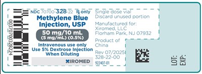 Methylene Blue Injection, Usp 50 mg/10 mL (5 mg/ml) (0.5%) (NDC 70700-328-22)