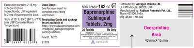 buprenorphine-sublingual-tablets-2mg-30s-label.jpg Buprenorphine sublingual tablets 2 mg - NDC 72888-182-30 - 30 Tablets Label - buprenorphine sublingual tablets 2mg 30s label