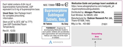 buprenorphine-sublingual-tablets-8mg-90s-label.jpg Buprenorphine sublingual tablets 8 mg - NDC 72888-183-90 - 90 Tablets Label - buprenorphine sublingual tablets 8mg 90s label