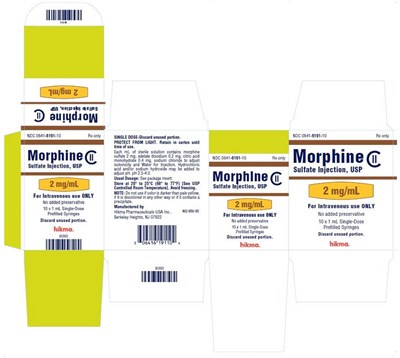 morphine-sulfate-injection-usp---syringes-5.jpg NDC 0641-6191-10 Rx only Morphine Sulfate Injection, USP 2 mg/mL For Intravenous use ONLY No added preservative 10 x 1 mL Single-Dose Prefilled Syringes Discard unused portion. - morphine sulfate injection usp syringes 5