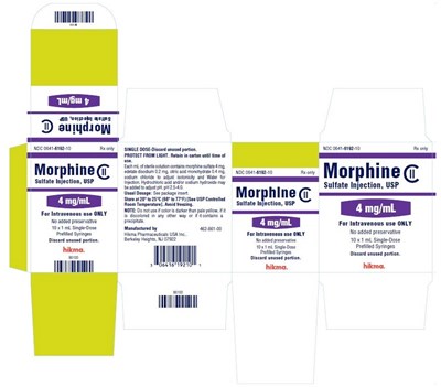 morphine-sulfate-injection-usp---syringes-7.jpg NDC 0641-6192-10 Rx only Morphine Sulfate Injection, USP 4 mg/mL For Intravenous use ONLY No added preservative 10 x 1 mL Single-Dose Prefilled Syringes Discard unused portion. - morphine sulfate injection usp syringes 7