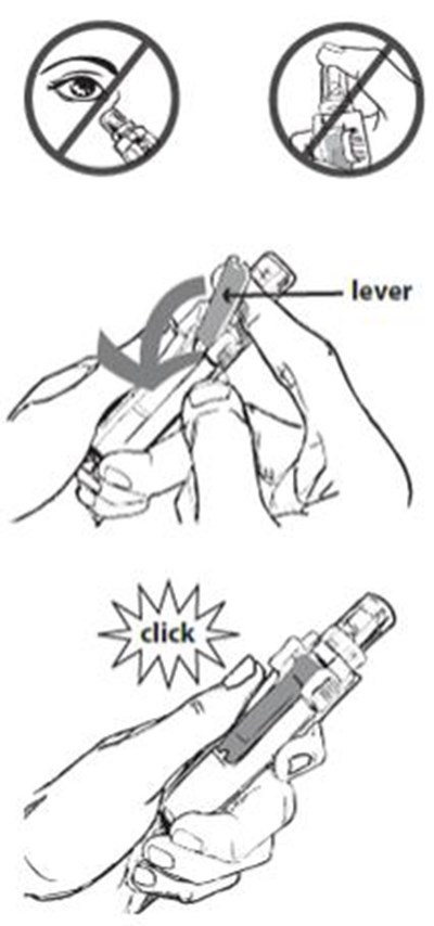 sumavel-dosepro-7.jpg Firmly press the lavender (4 mg) or green (6 mg) lever all the way down (away from the clear plastic end), until it clicks and locks into the handle. You may feel some resistance – this is normal. Once you have flipped the lever, do not touch the end of the clear medication chamber. Keep the medication chamber pointed away from your face or eyes. - sumavel dosepro 7