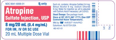 Atropine Sulfate Injection, Usp 8 mg/20 mL (0.4 mg/ml) 20 mL Multiple Dose Vial (Atropine Sulfate Injection Usp 3)