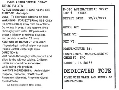 Antibacterial Spray Bulk Package Labels (Antibacterial 1)