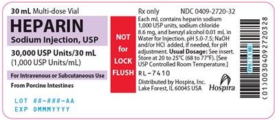 PRINCIPAL DISPLAY PANEL - 30,000 USP Units/30 mL Vial Label - heparin 07