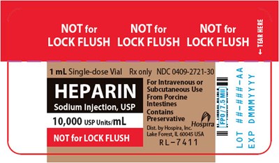 PRINCIPAL DISPLAY PANEL - 10,000 USP Units/1 mL Vial Label - heparin 09