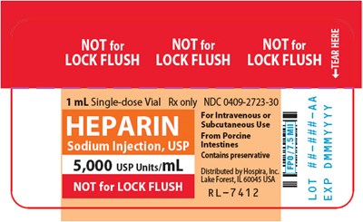 PRINCIPAL DISPLAY PANEL - 5,000 USP Units/1 mL Vial Label - heparin 11