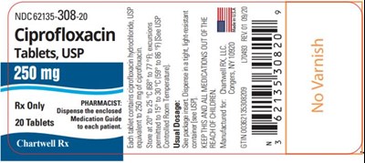 ciprofloxacin-tablets-02.jpg PRINCIPAL DISPLAY PANELNDC 62135-308-20CiprofloxacinTablets,USP250 mgRx Only20 Tablets - ciprofloxacin tablets 02